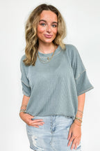 Evianna Stitch Detail Short Sleeve Relaxed Top - BACK IN STOCK - Madison and Mallory