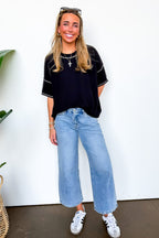 Evianna Stitch Detail Short Sleeve Relaxed Top - BACK IN STOCK - Madison and Mallory