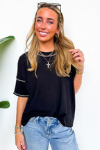 Evianna Stitch Detail Short Sleeve Relaxed Top - BACK IN STOCK