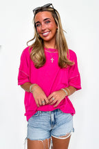 Evianna Stitch Detail Short Sleeve Relaxed Top - BACK IN STOCK - Madison and Mallory