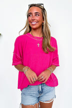 Evianna Stitch Detail Short Sleeve Relaxed Top - BACK IN STOCK