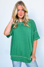 Evianna Stitch Detail Short Sleeve Relaxed Top - BACK IN STOCK - Madison and Mallory