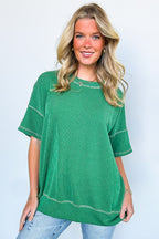 Evianna Stitch Detail Short Sleeve Relaxed Top - BACK IN STOCK - Madison and Mallory