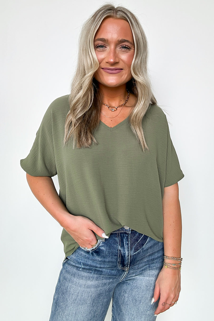  Evlynn V-Neck Short Sleeve Top - BACK IN STOCK - Madison and Mallory