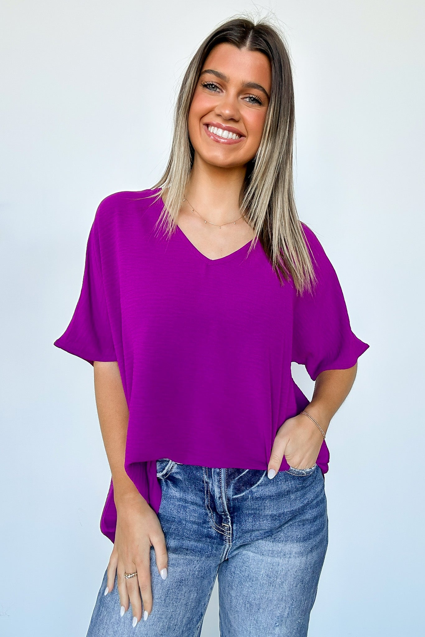  Evlynn V-Neck Short Sleeve Top - BACK IN STOCK - Madison and Mallory