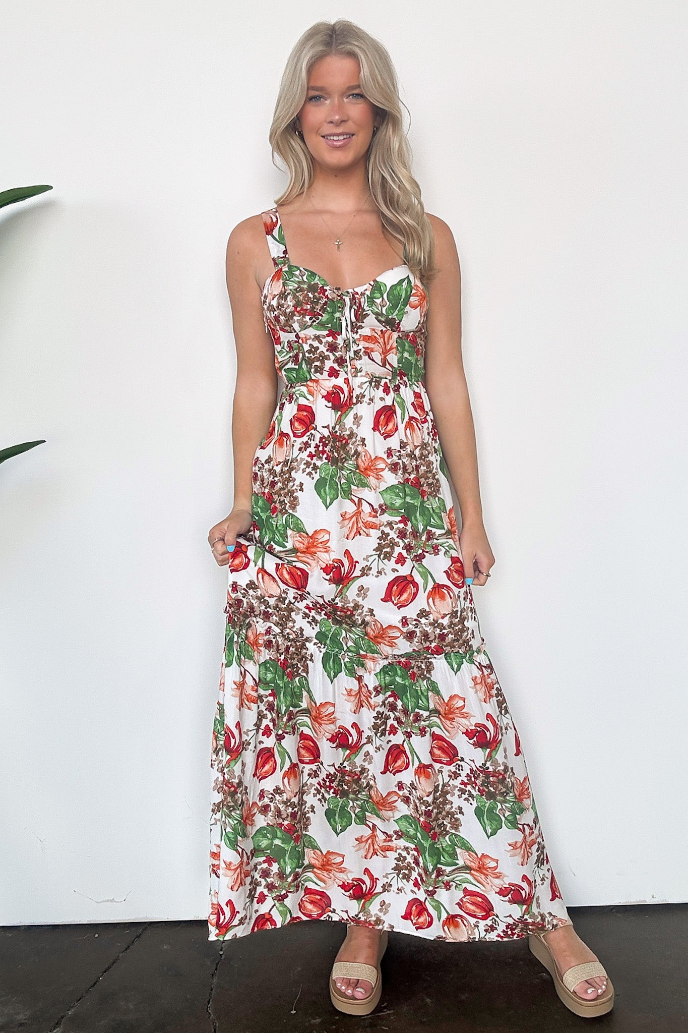 White / S Exceptional Sight V-Neck Floral Maxi Dress - Madison and Mallory