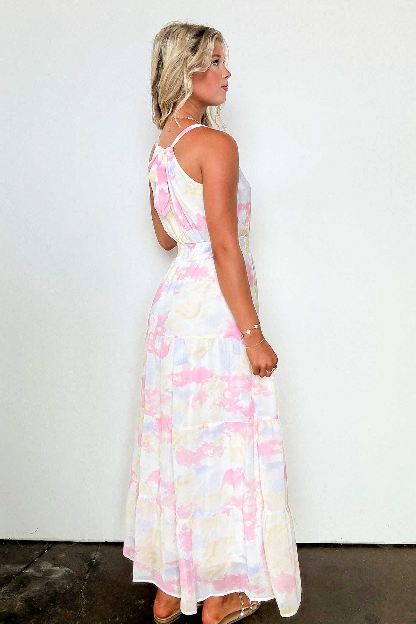  Exceptionally Radiant Cloudwash Halter Maxi Dress - Madison and Mallory