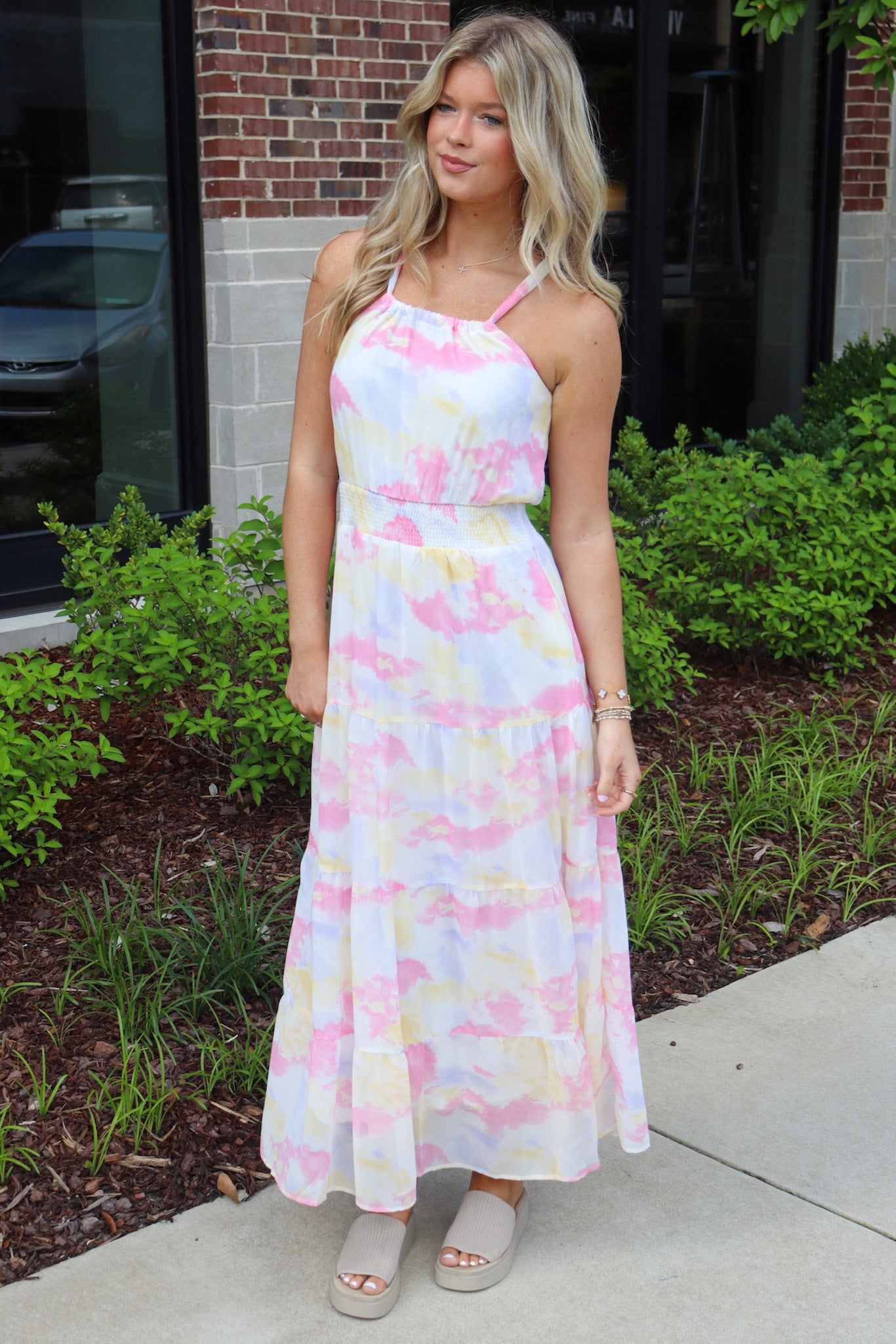  Exceptionally Radiant Cloudwash Halter Maxi Dress - FINAL SALE - Madison and Mallory