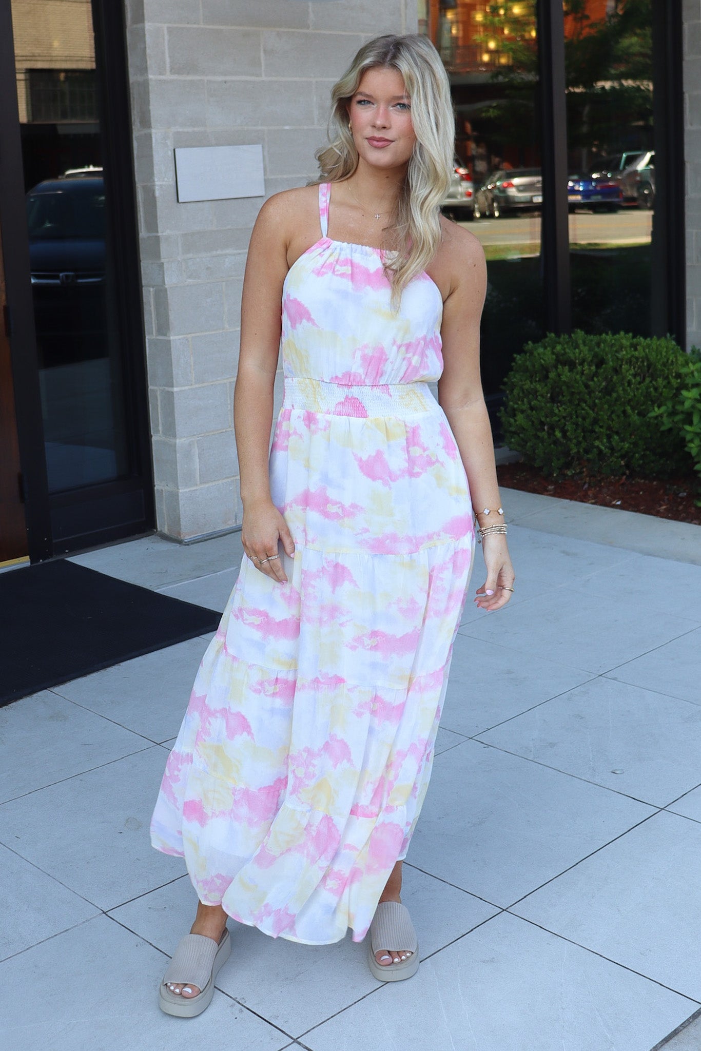  Exceptionally Radiant Cloudwash Halter Maxi Dress - FINAL SALE - Madison and Mallory