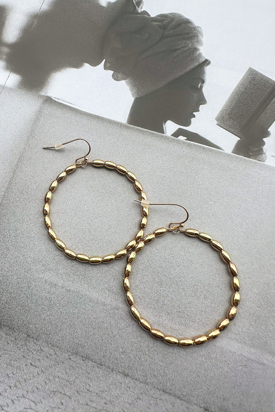 Gold Exquisite Outlook Beaded Circle Hoop Earrings - Madison and Mallory