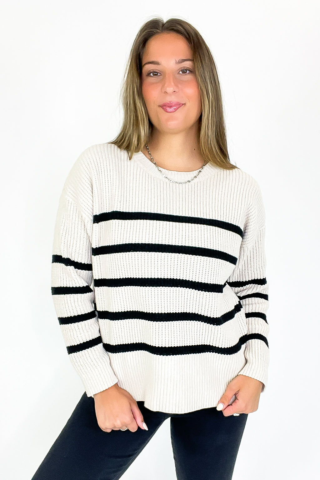 Prep Line Relaxed Fit Ribbed Knit Striped Sweater - FINAL SALE - Madison and Mallory