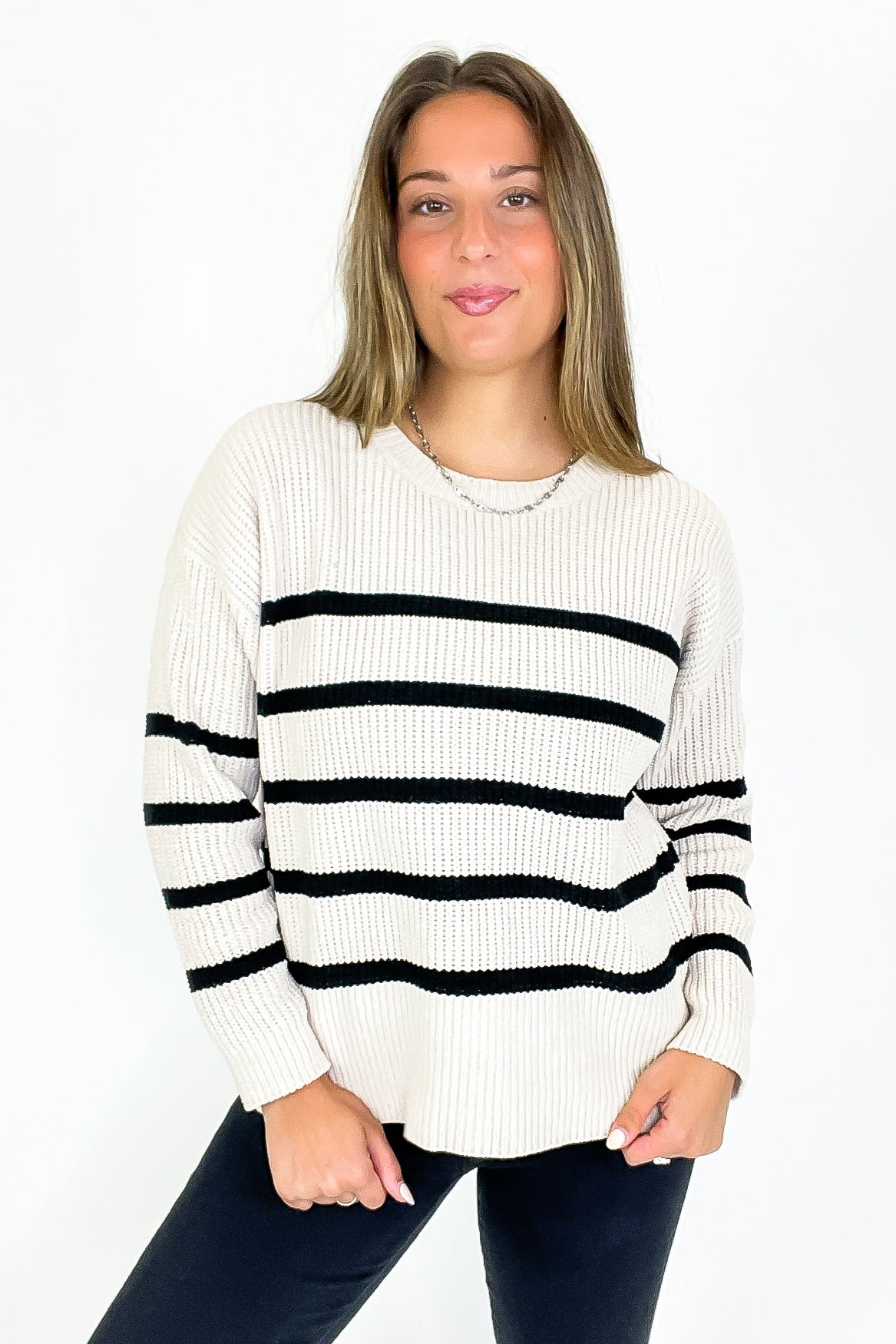Prep Line Relaxed Fit Ribbed Knit Striped Sweater - Madison and Mallory