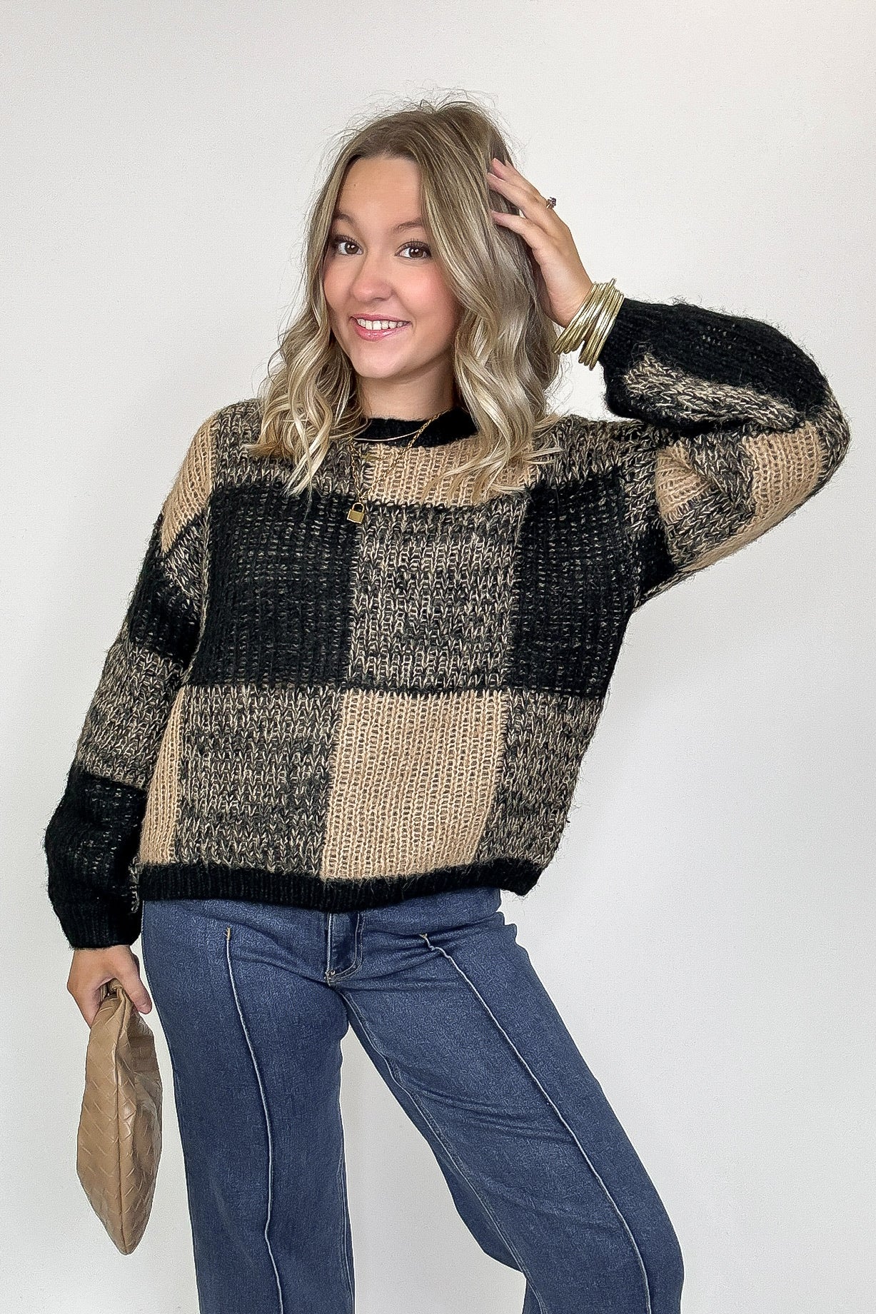 Cozy Grove Plaid Knit Sweater - Madison and Mallory