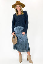 Captivating Delight Tiered Crinkle Shimmer Satin Skirt - FINAL SALE - Madison and Mallory