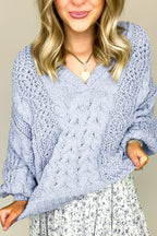 Heritage Knit V-Neck Cable Sweater - FINAL SALE - Madison and Mallory