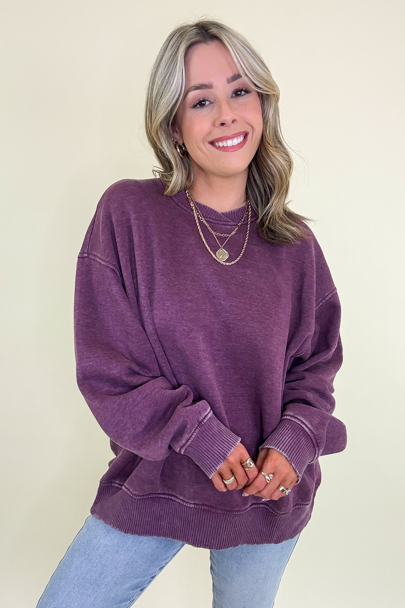 Cozy Vibes Acid Wash Oversized Pullover - BACK IN STOCK