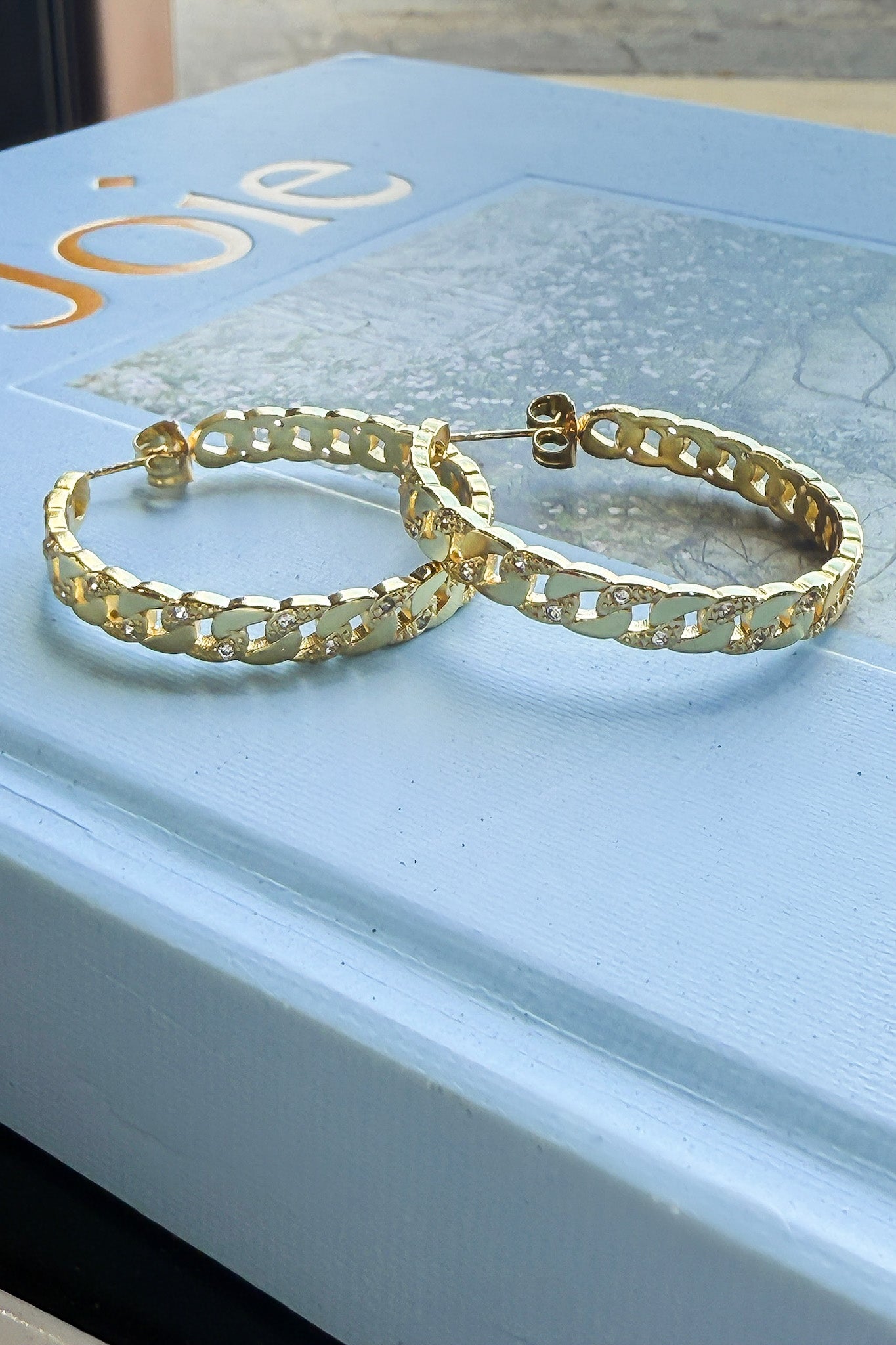 Gold 24k Gold Plated Cuban Hoops - Madison and Mallory