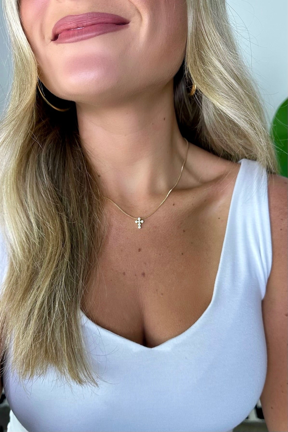 Gold Serenity Cross Pendant Necklace - Madison and Mallory