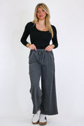 Black / S Faded Hour Wide Leg Pants - Madison and Mallory