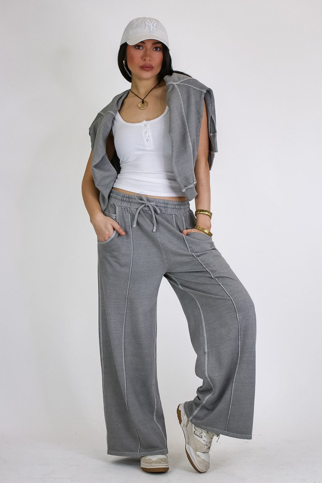Sleet / S Faded Hour Wide Leg Pants - Madison and Mallory