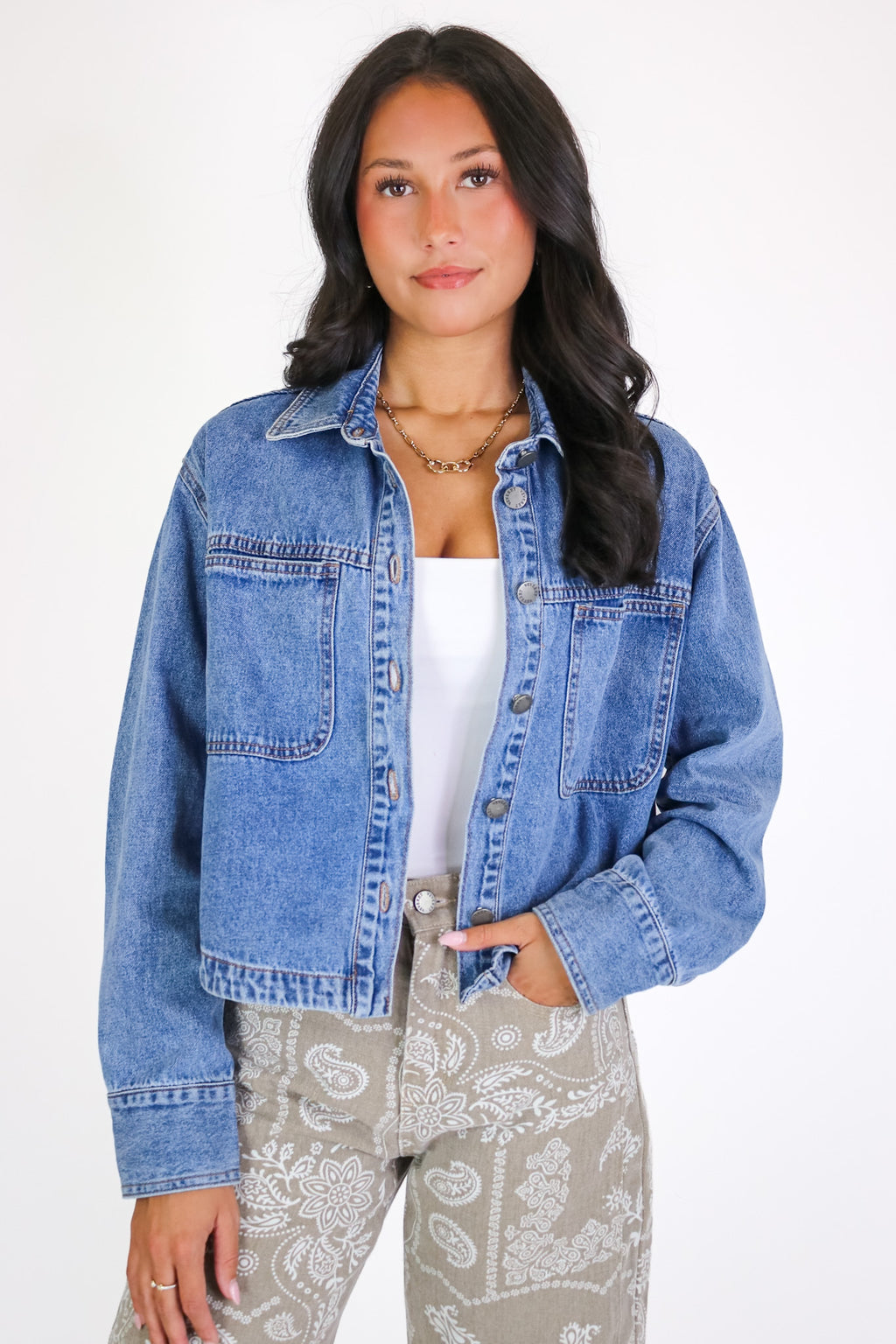 Faded Signal Denim Shacket
