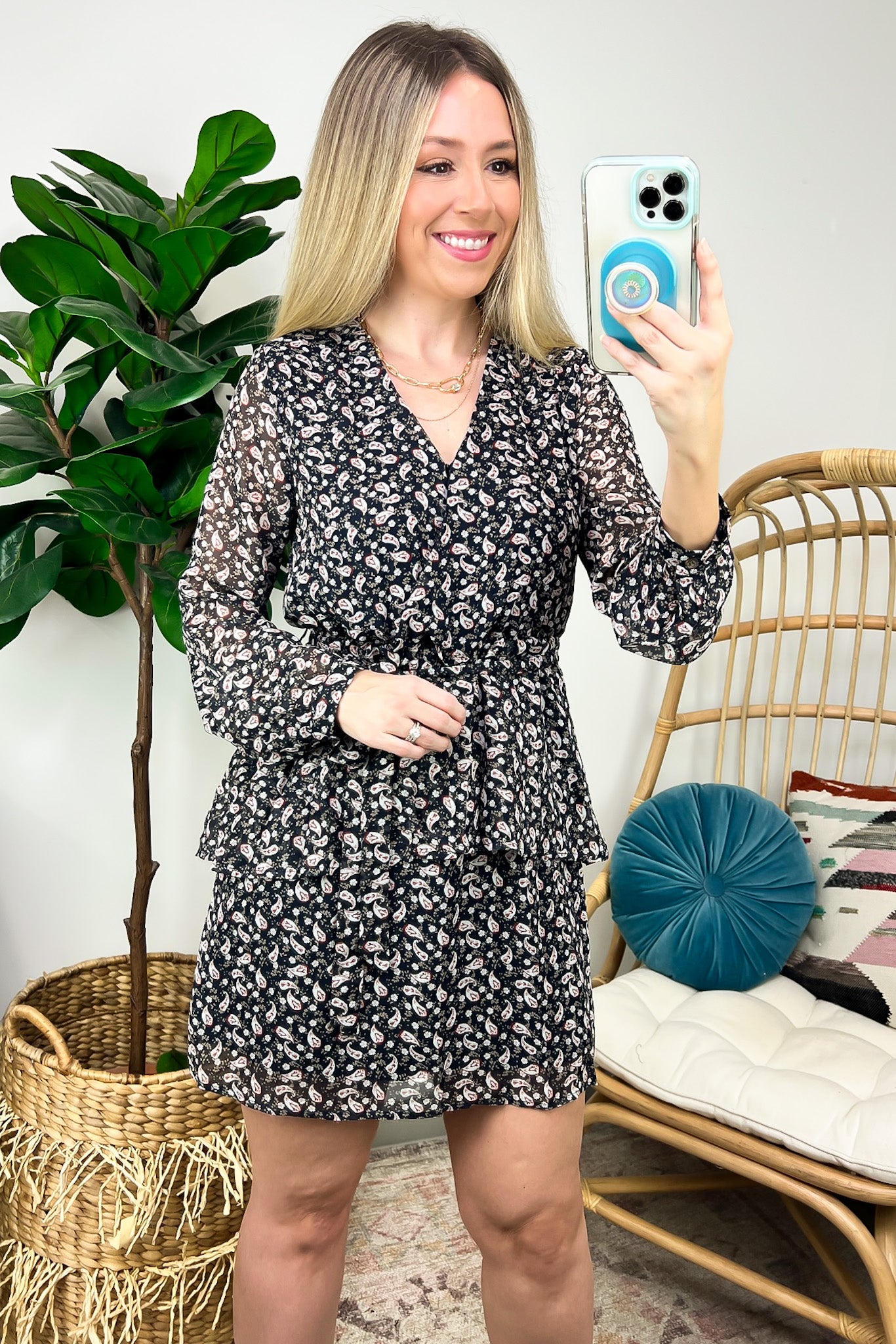 Falcone Paisley Tiered Dress