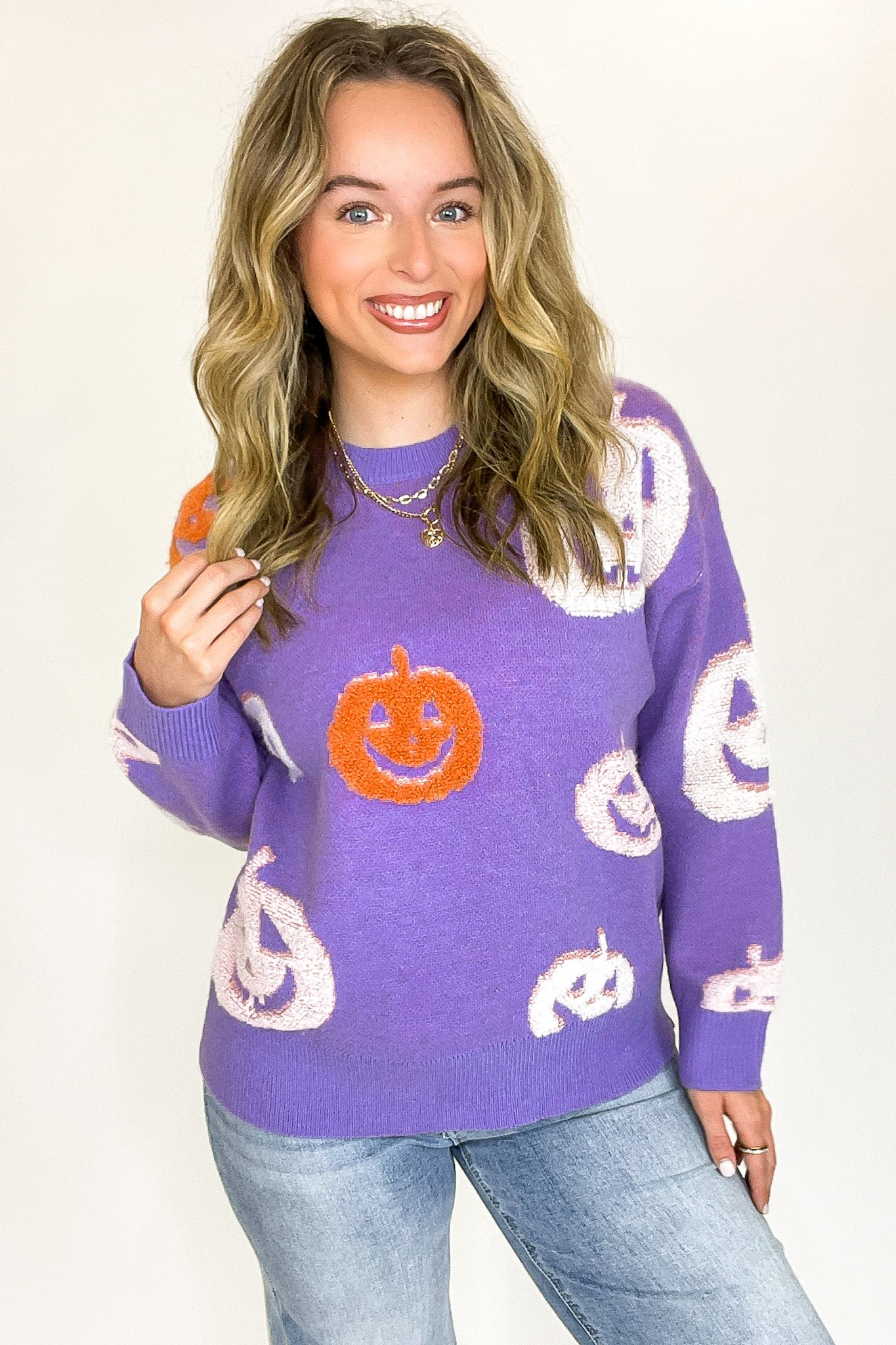 Fall Frosting Pumpkin Knit Sweater - Madison and Mallory
