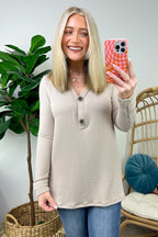  Fall Into Me Ribbed Henley Button Top - FINAL SALE - Madison and Mallory