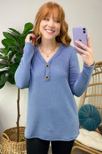  Fall Into Me Ribbed Henley Button Top - FINAL SALE - Madison and Mallory
