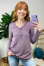  Fall Into Me Ribbed Henley Button Top - FINAL SALE - Madison and Mallory