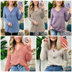  Fall Into Me Ribbed Henley Button Top - FINAL SALE - Madison and Mallory