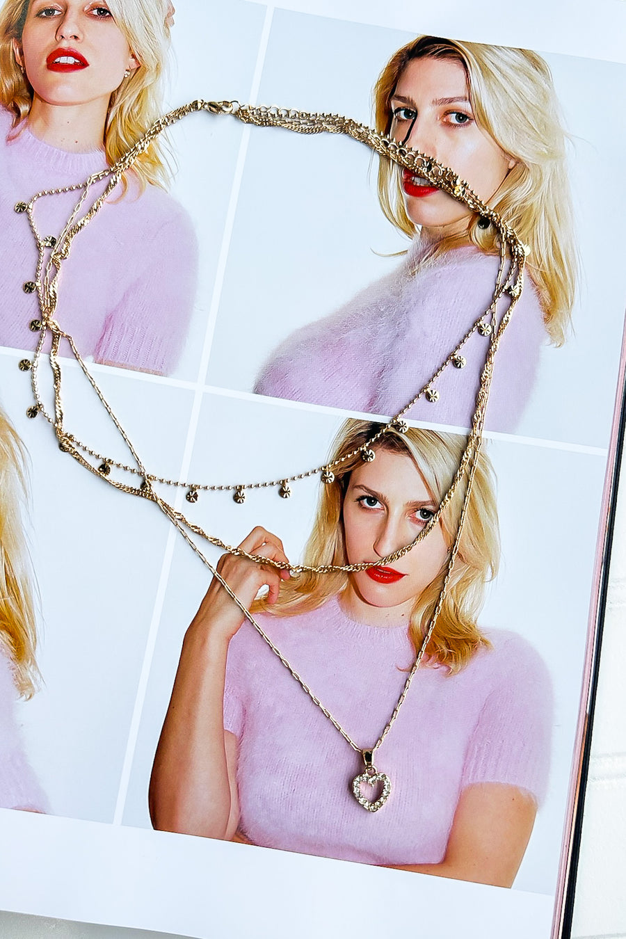 Gold Fancy That Rhinestone Heart Layered Necklace - Madison and Mallory