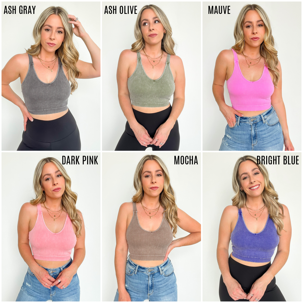 Farran Washed Ribbed Padded Bra Tank Top - BACK IN STOCK - Madison and Mallory
