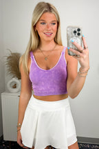 Bright Violet / SM Farran Washed Ribbed Padded Bra Tank Top - FINAL SALE - Madison and Mallory