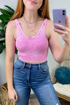 Farran Washed Ribbed Padded Bra Tank Top - BACK IN STOCK - Madison and Mallory