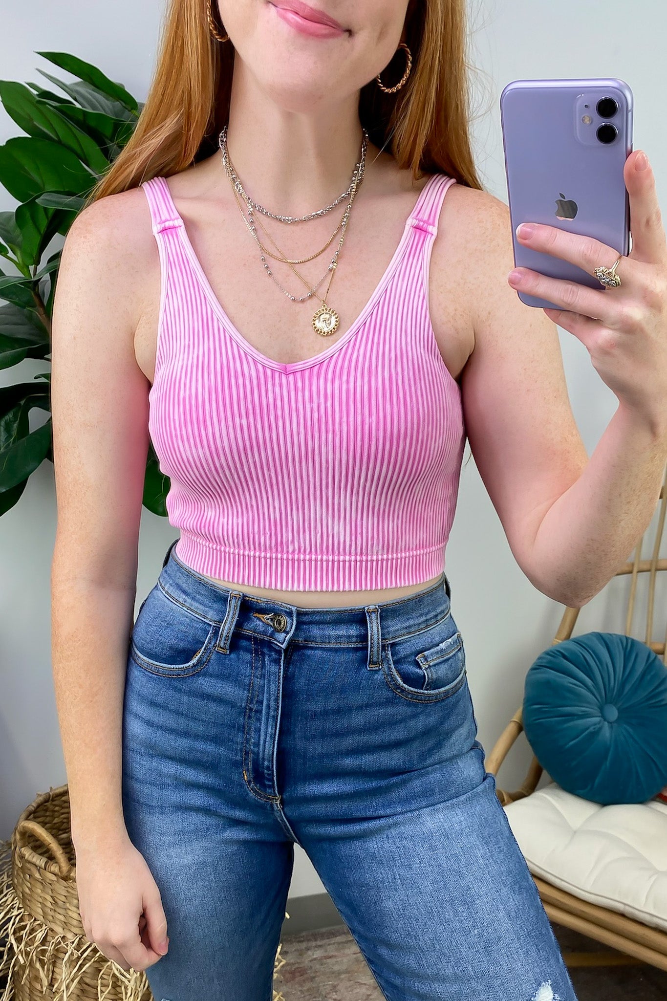  Farran Washed Ribbed Padded Bra Tank Top - BACK IN STOCK - Madison and Mallory