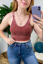  Farran Washed Ribbed Padded Bra Tank Top - BACK IN STOCK - Madison and Mallory