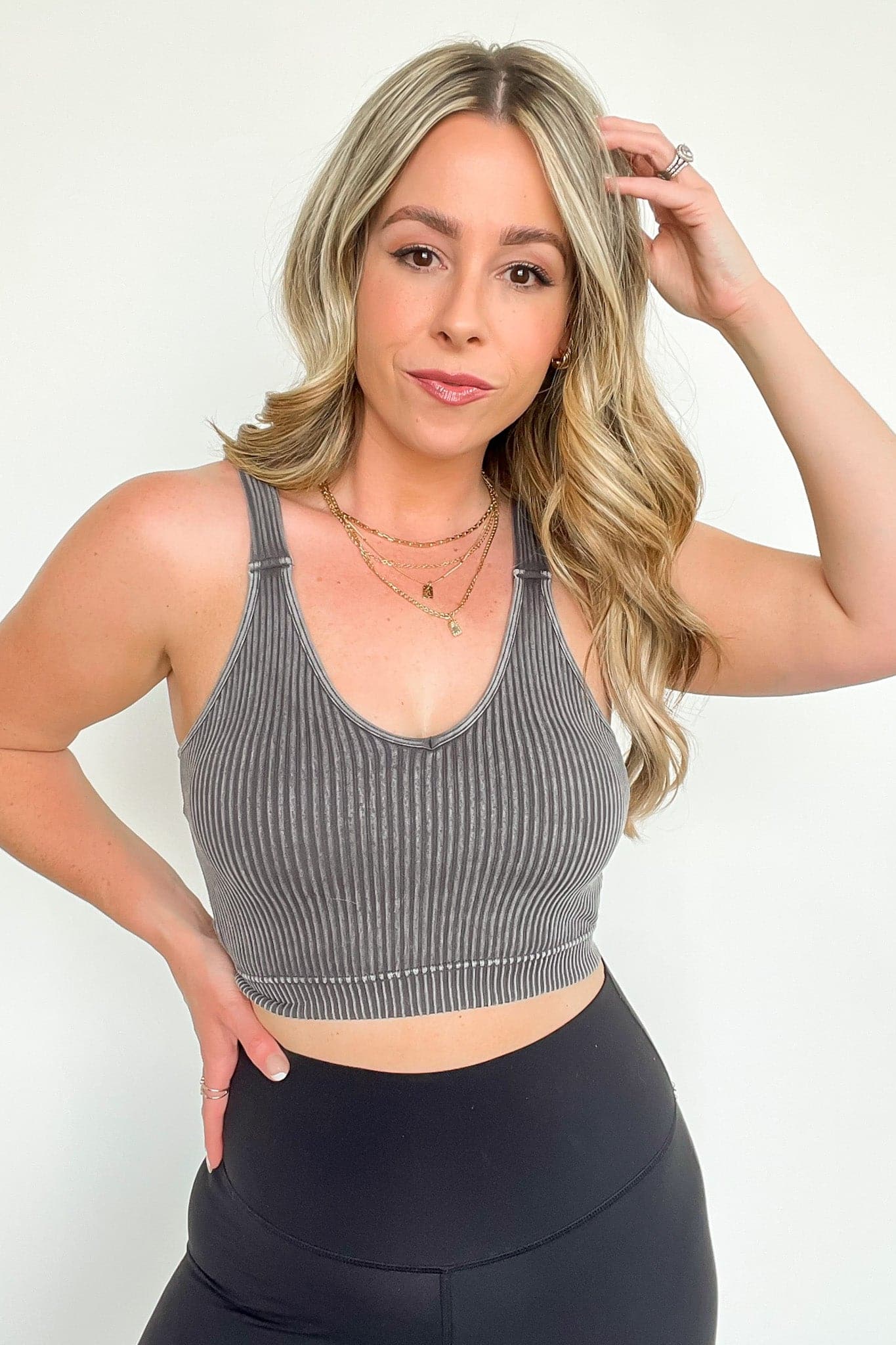  Farran Washed Ribbed Cropped Bra Tank Top - BACK IN STOCK - Madison and Mallory