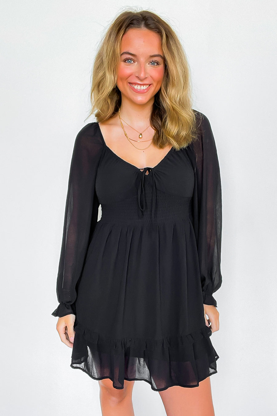 Favorite Inspiration Empire Smocked Long Sleeve Dress - Madison and Mallory