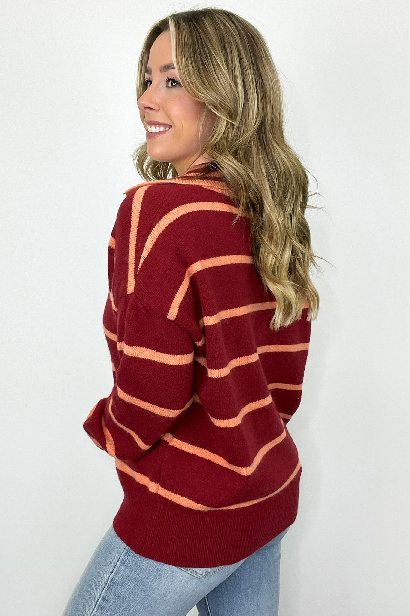 Faye Striped Collared Knit Sweater - FINAL SALE - Madison and Mallory