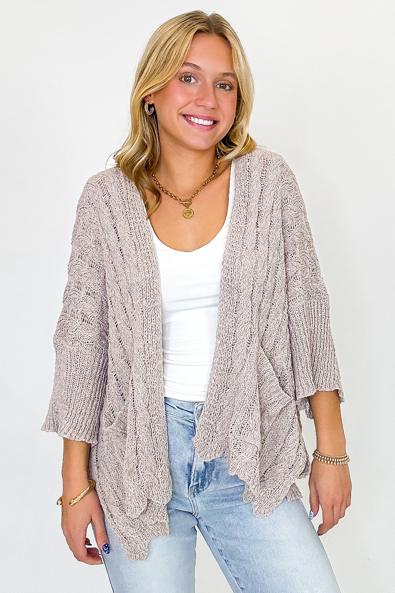 Featherlight Flowy Crochet Knit Cardigan - Madison and Mallory