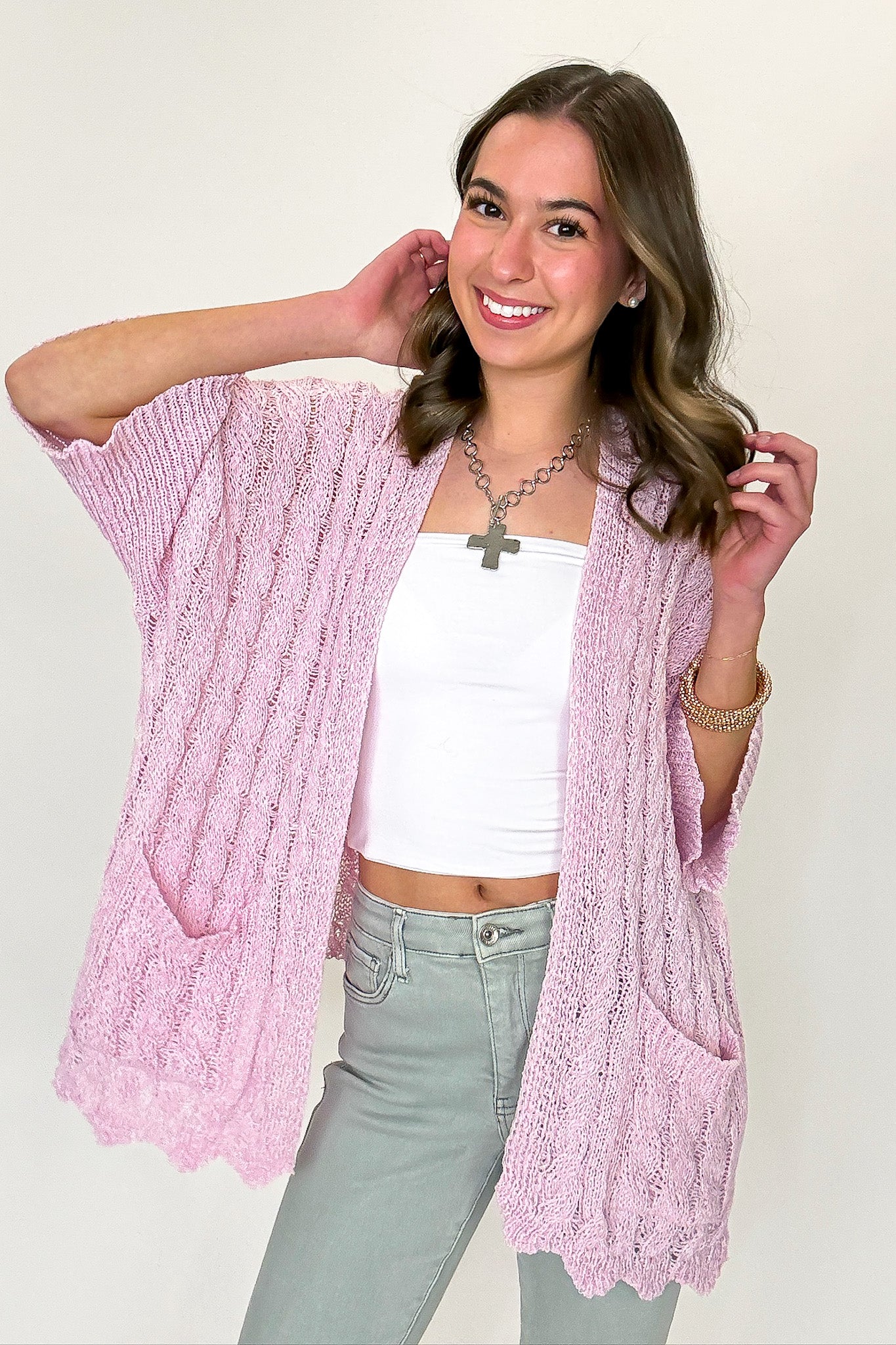Featherlight Flowy Crochet Knit Cardigan - Madison and Mallory