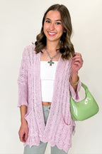 Strawberry Pink / S Featherlight Flowy Crochet Knit Cardigan - Madison and Mallory