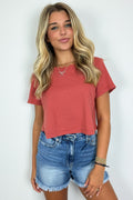 Vintage Rose / S Feeling Cute Relaxed Cropped Tee - FINAL SALE - Madison and Mallory