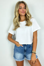 White / S Feeling Cute Relaxed Cropped Tee - FINAL SALE - Madison and Mallory