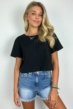 Black / S Feeling Cute Relaxed Cropped Tee - FINAL SALE - Madison and Mallory