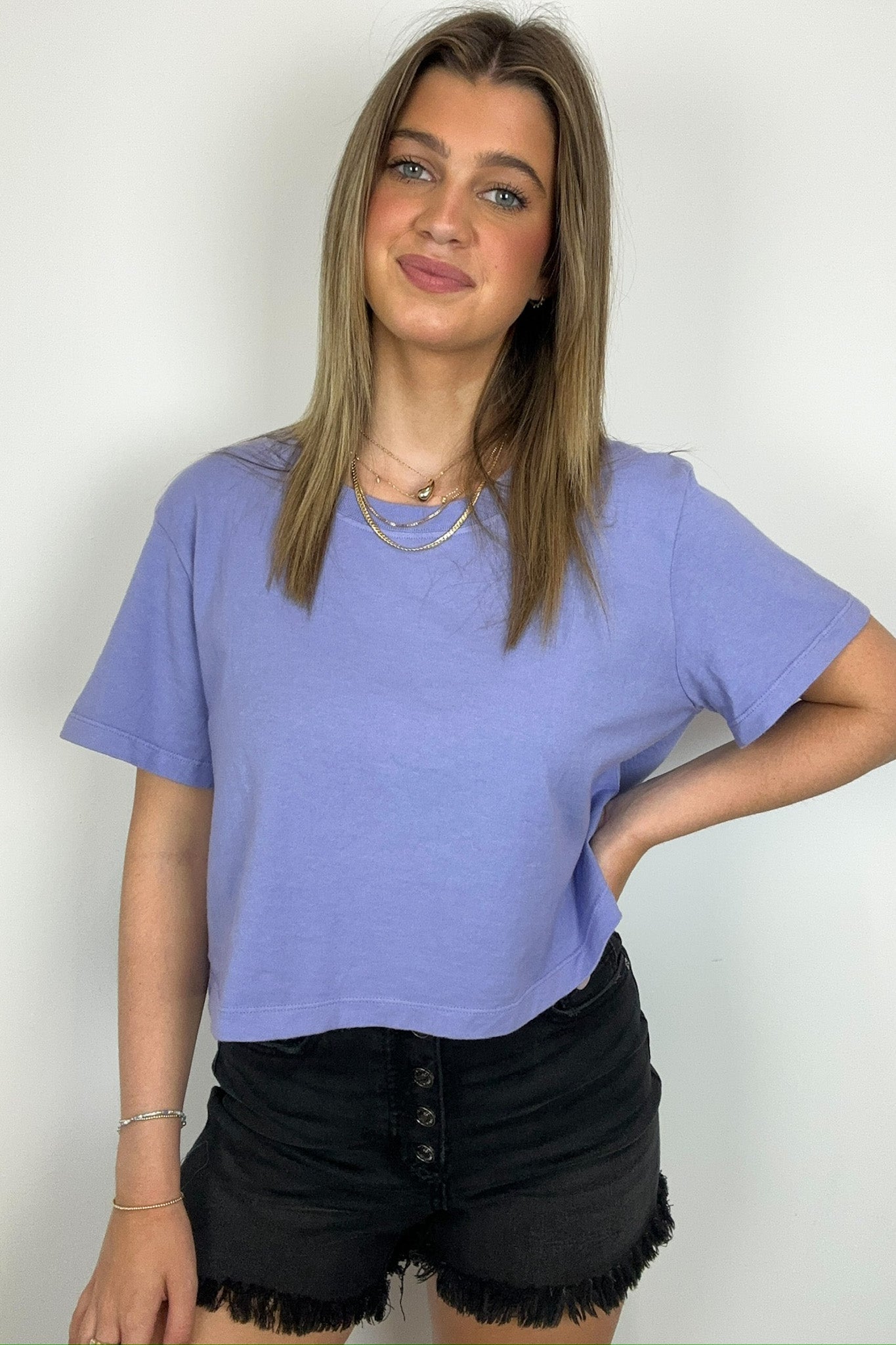 Sweet Lavender / S Feeling Cute Relaxed Cropped Tee - Madison and Mallory