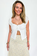 XS / White Felicity Cap Sleeve Square Neck Open Top - Madison and Mallory