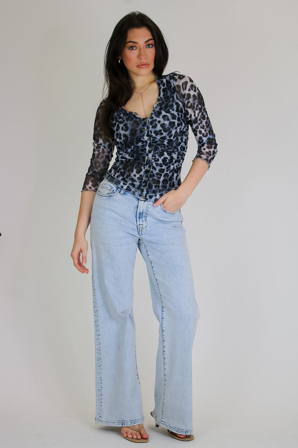 Feline Flare Ruffle Trim Animal Print Top - Madison and Mallory