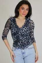 Feline Flare Ruffle Trim Animal Print Top - Madison and Mallory